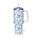 40oz Bigfoot Floral Vacuum Tumbler – Insulated Travel Mug with Straw