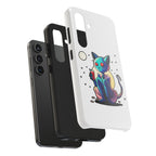 Cute Alien Cat Phone Case — Cosmic Cat with Drink Tough Phone Case