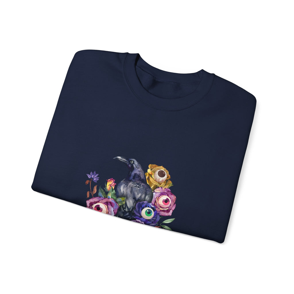 Surreal Raven & Wildflowers Crewneck Sweatshirt