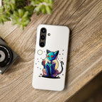 Cute Alien Cat Phone Case — Cosmic Cat with Drink Tough Phone Case