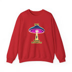 Crewneck Sweatshirt — "Finally We Found Intelligent Life" Neon UFO Graphic