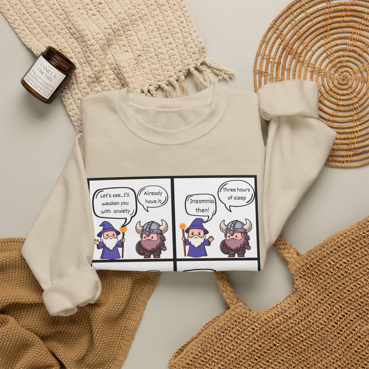 Comic D&D Sweatshirt — Cute Panel Cartoon Crewneck
