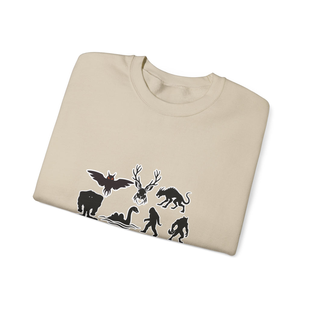 Crewneck Sweatshirt — "Emotionally Supported by Cryptids" Graphic