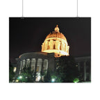 Nighttime Missouri Capitol Dome Rolled Poster — Illuminated Government Building Wall Art