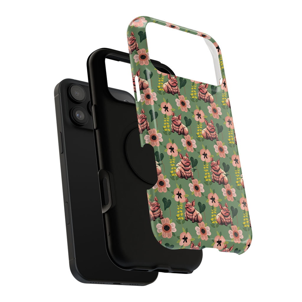 Floral Squonk Pattern Impact Phone Case — Protective iPhone Cover with Pink Flowers