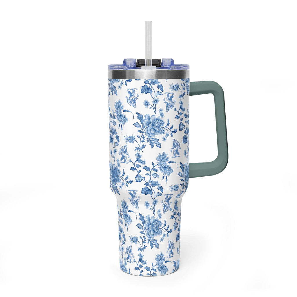 40oz Bigfoot Floral Vacuum Tumbler – Insulated Travel Mug with Straw