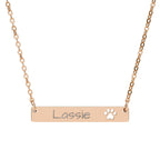 Personalize it! Engraved Paw Bar Necklace - Pet Name Jewelry