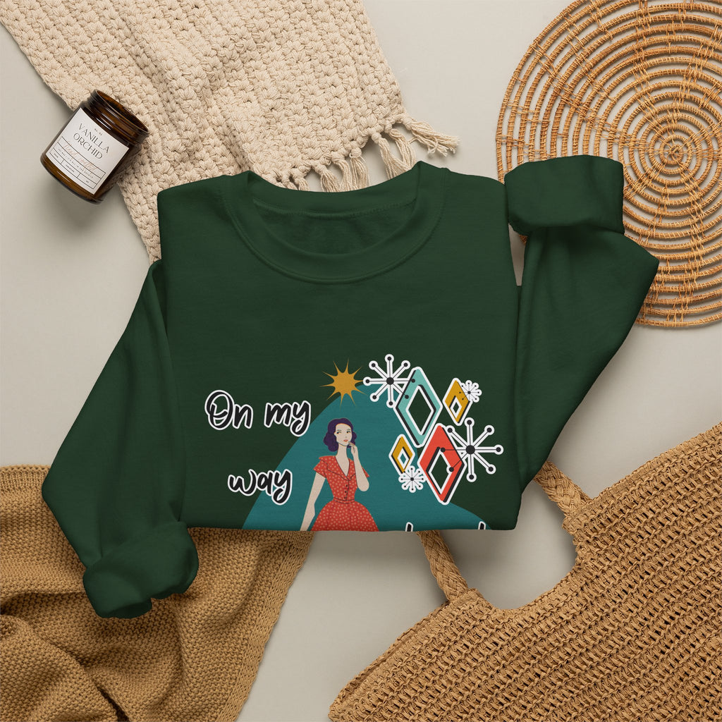 Crewneck Sweatshirt — "On My Way to Not Give a Shit" Retro Graphic