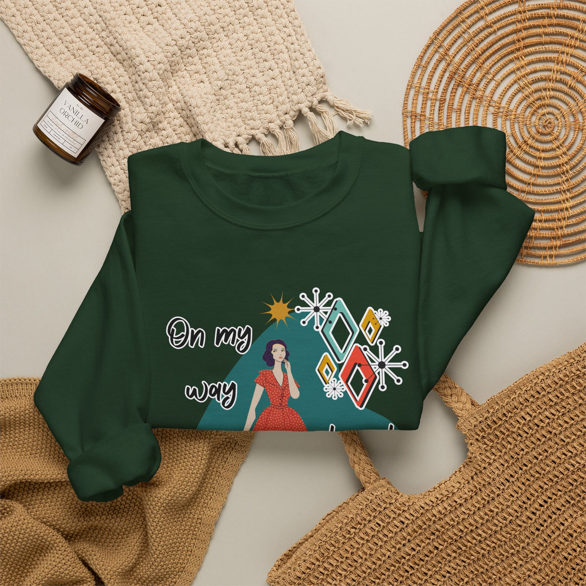 Crewneck Sweatshirt — "On My Way to Not Give a Shit" Retro Graphic