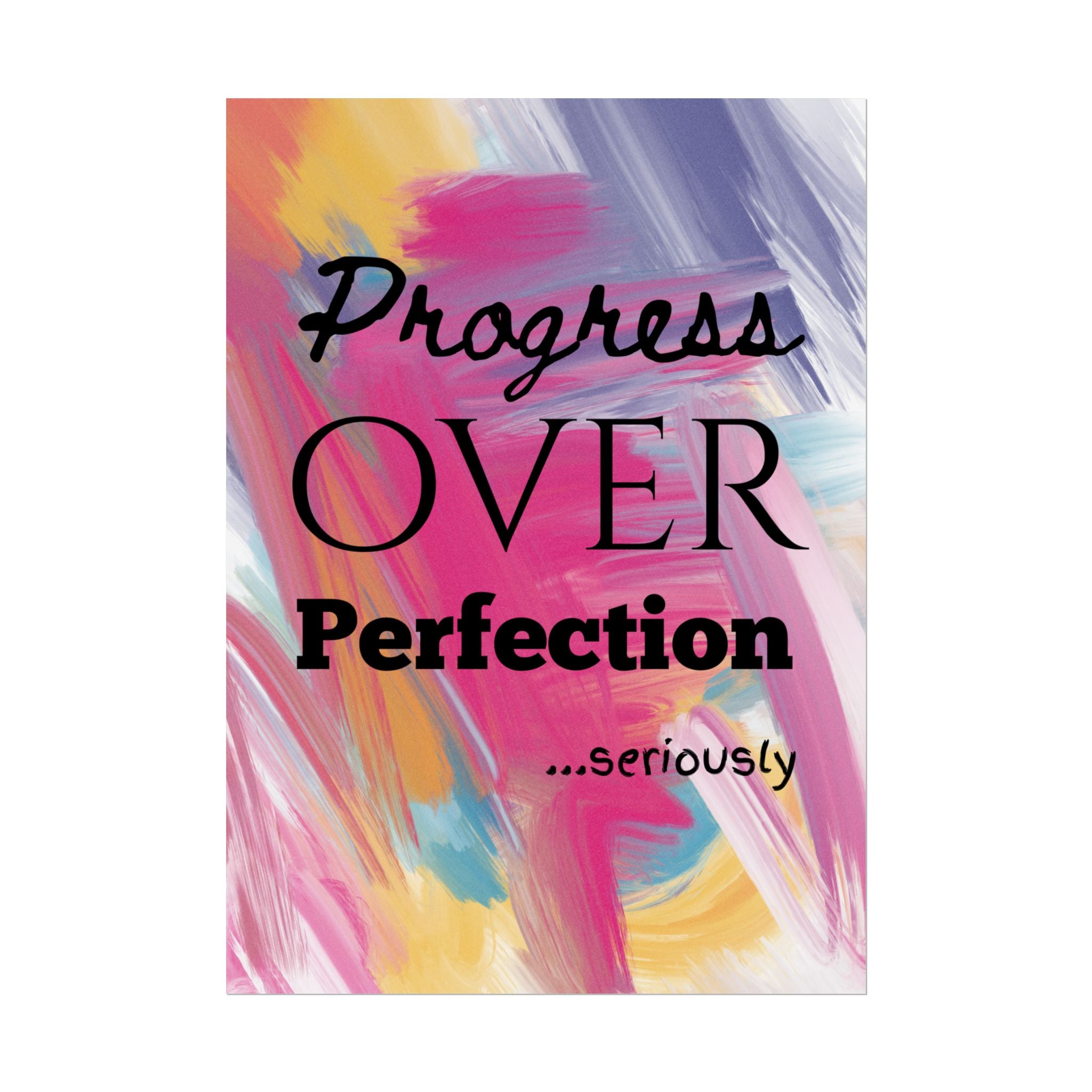 "Progress Over Perfection" – Motivational Wall Art for Office, Studio & Classroom