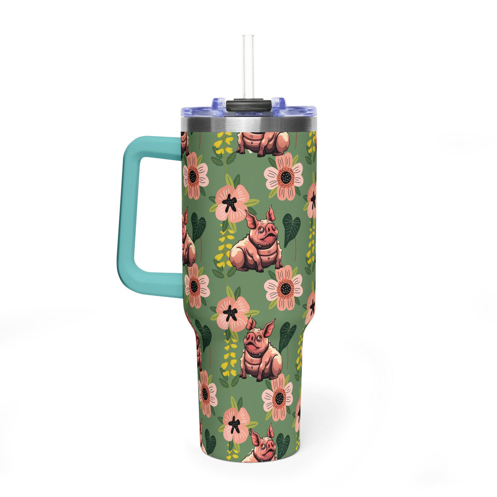 40oz Floral Squonk Tumbler — Insulated Vacuum Travel Mug