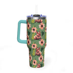 40oz Floral Squonk Tumbler — Insulated Vacuum Travel Mug