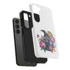 'Surreal' Tough Phone Case — Protective Phone Cover with Raven and Bouquet Design