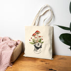 Mushroom Mind Canvas Tote Bag — Botanical Surreal Art Cotton Tote