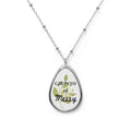 Oval Necklace — "Growth Is Messy" Inspirational Teardrop Pendant