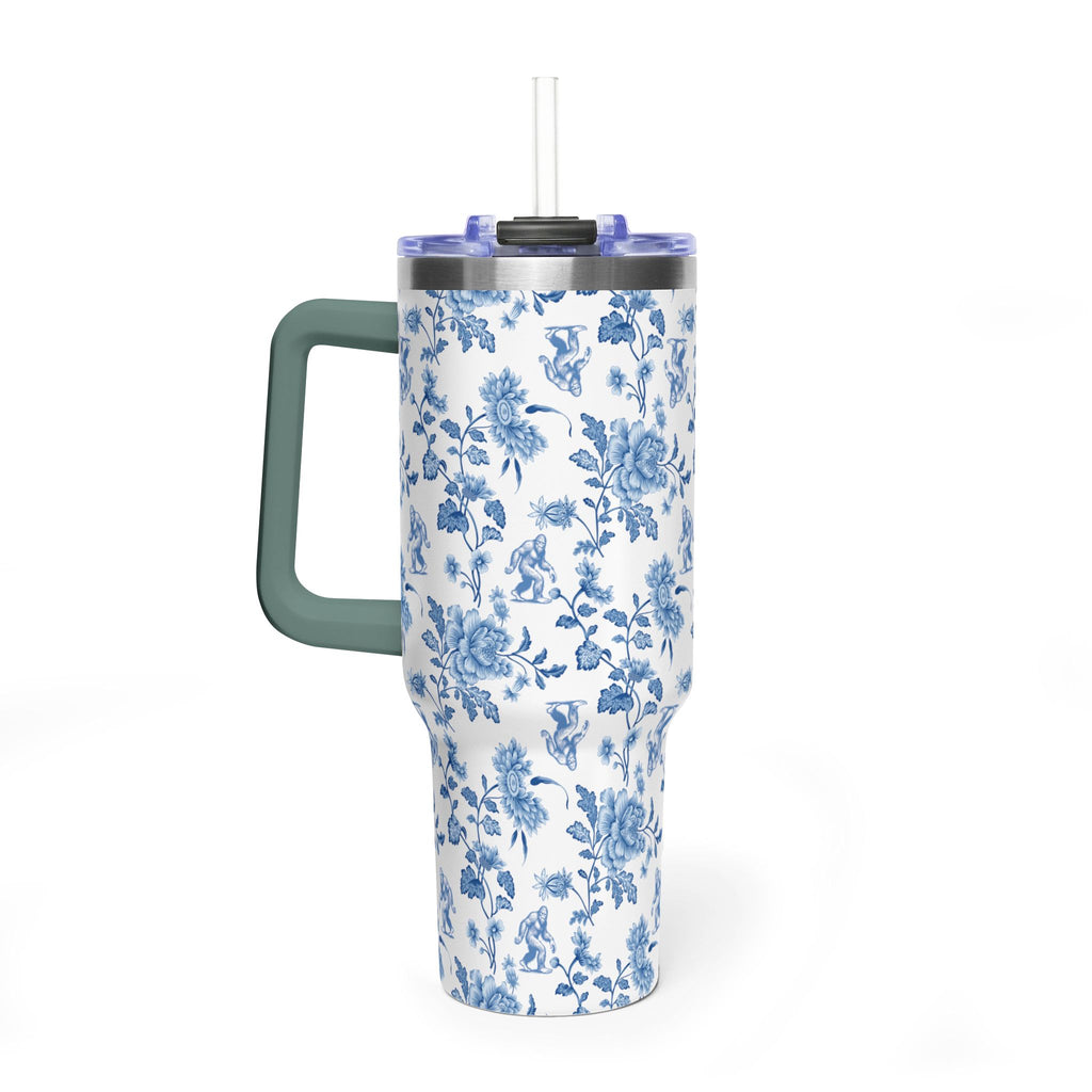 40oz Bigfoot Floral Vacuum Tumbler – Insulated Travel Mug with Straw