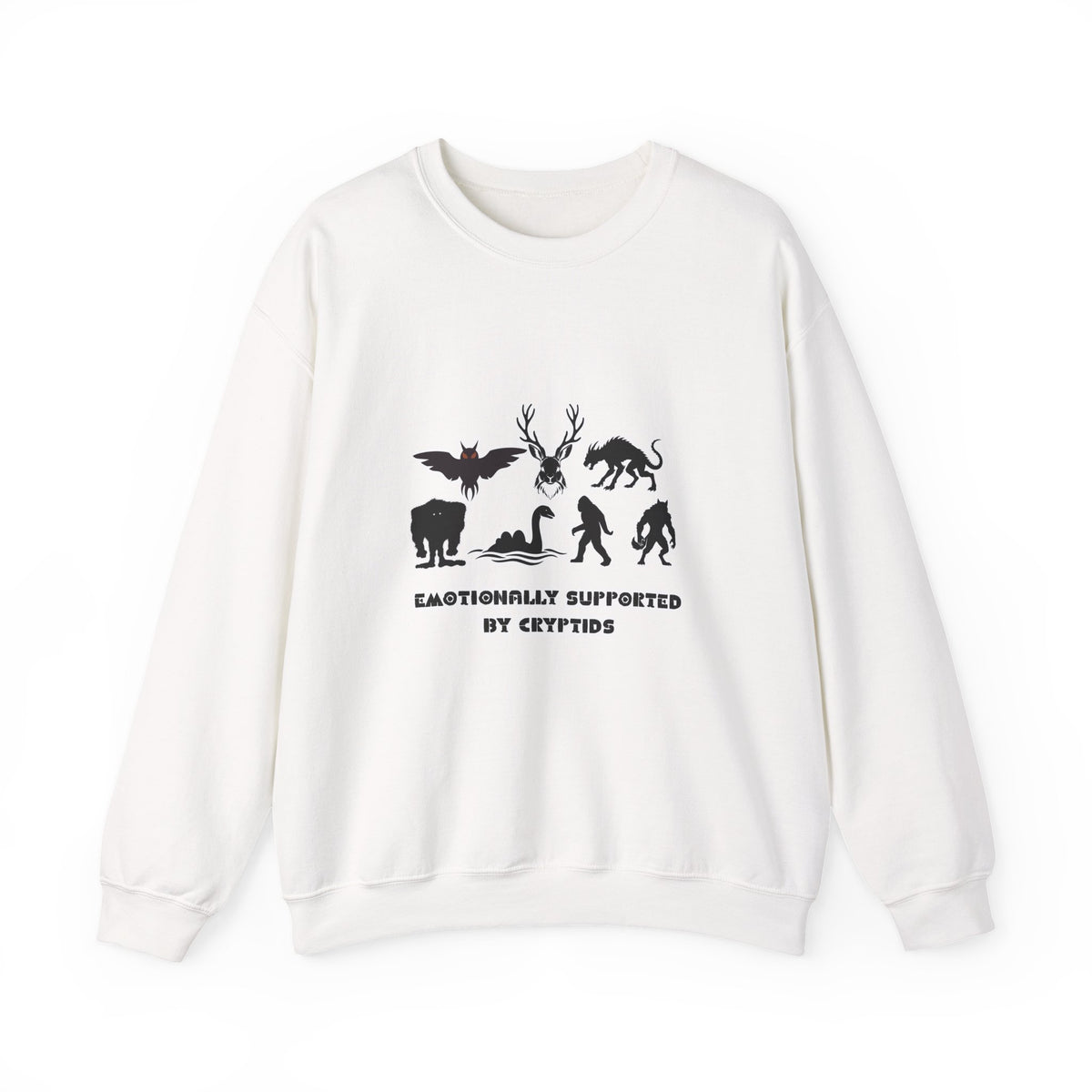 Crewneck Sweatshirt — "Emotionally Supported by Cryptids" Graphic