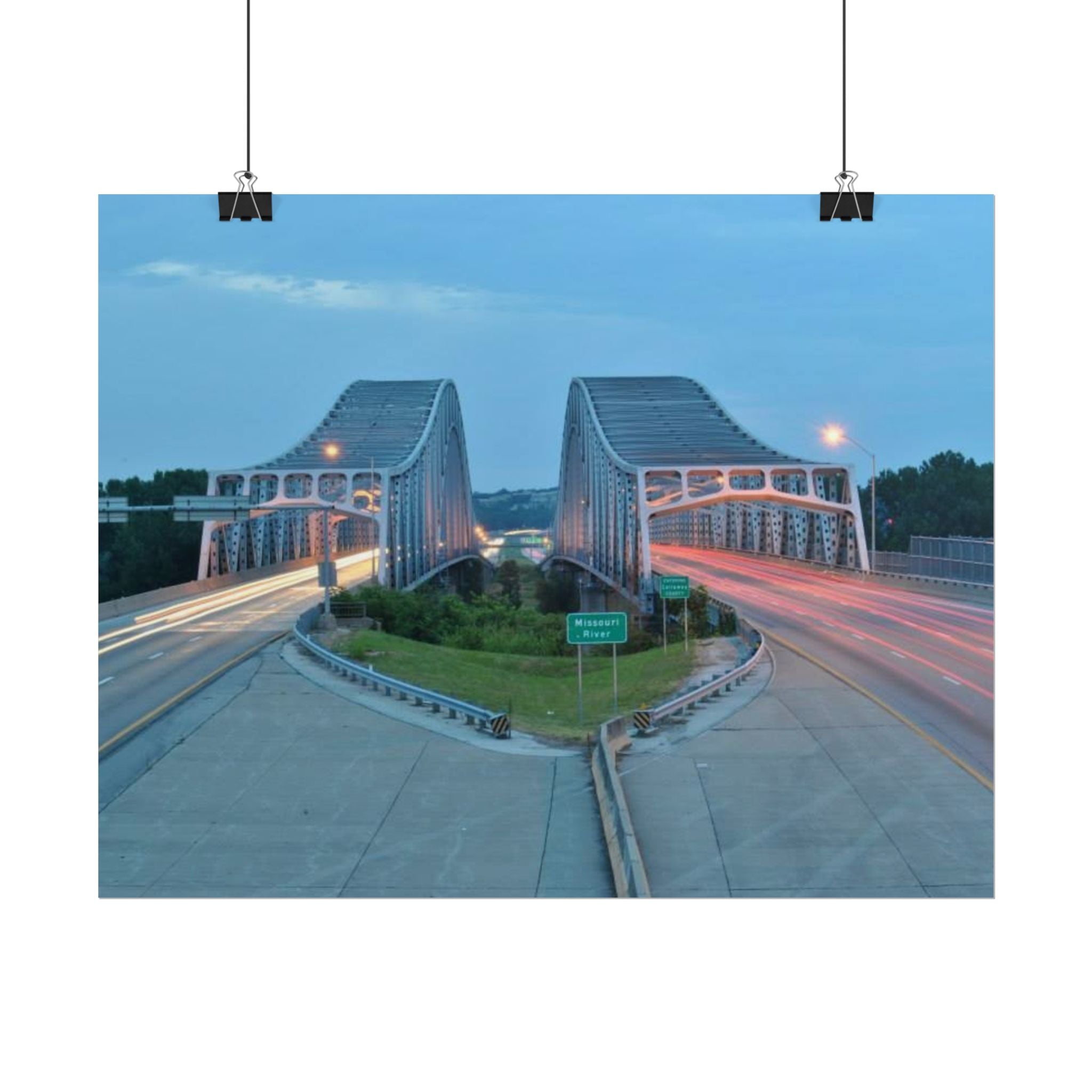Twilight Bridge Rolled Poster — Long-Exposure Cityscape Wall Art