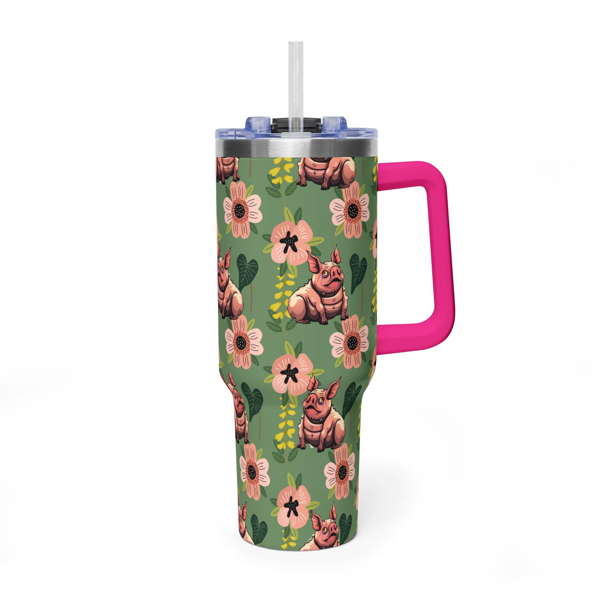 40oz Floral Squonk Tumbler — Insulated Vacuum Travel Mug