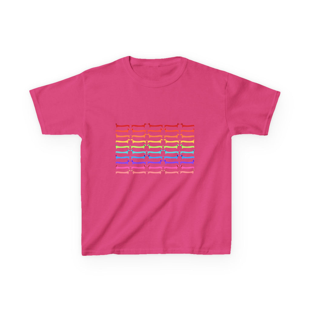 Youth Rainbow Dachshund Pattern Cute Dog Graphic Tee