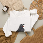 Crewneck Sweatshirt — Screaming Crow Graphic with "FUC AWF" Text