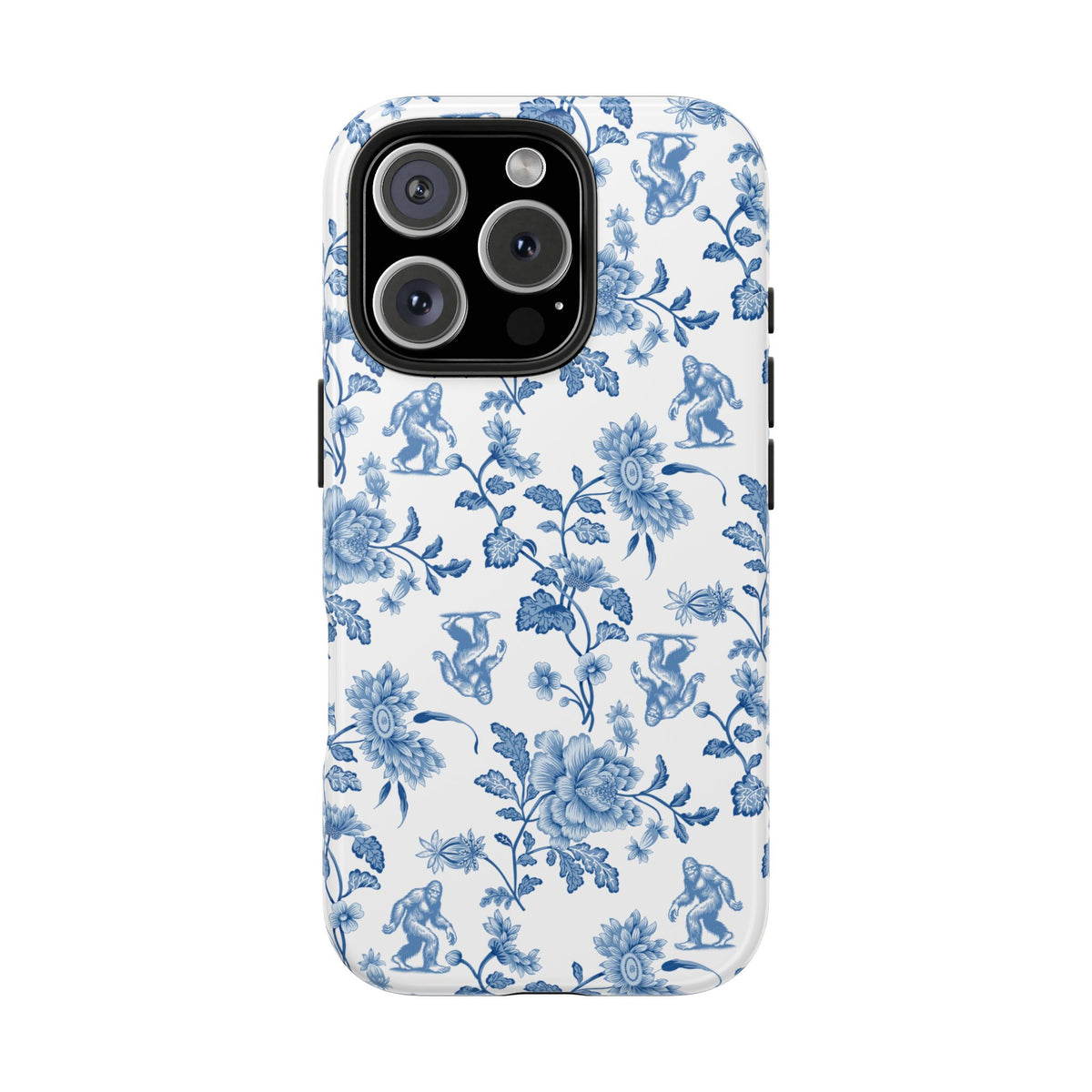 Bigfoot Floral Porcelain Tough Phone Case — Vintage Delft Pattern Protective Phone Case
