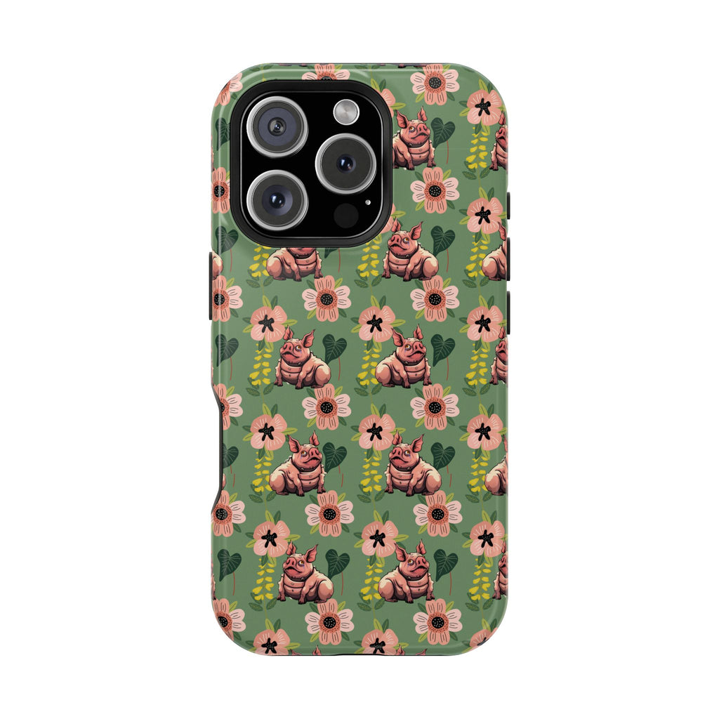 Floral Squonk Pattern Impact Phone Case — Protective iPhone Cover with Pink Flowers