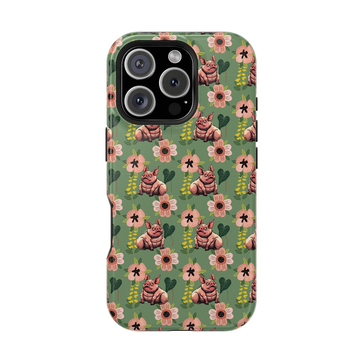 Floral Squonk Pattern Impact Phone Case — Protective iPhone Cover with Pink Flowers