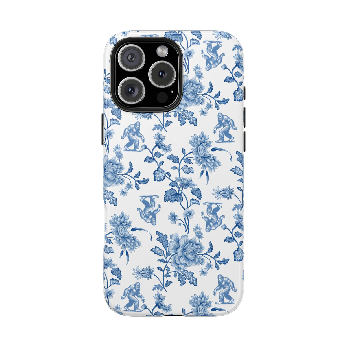 Bigfoot Floral Porcelain Tough Phone Case — Vintage Delft Pattern Protective Phone Case