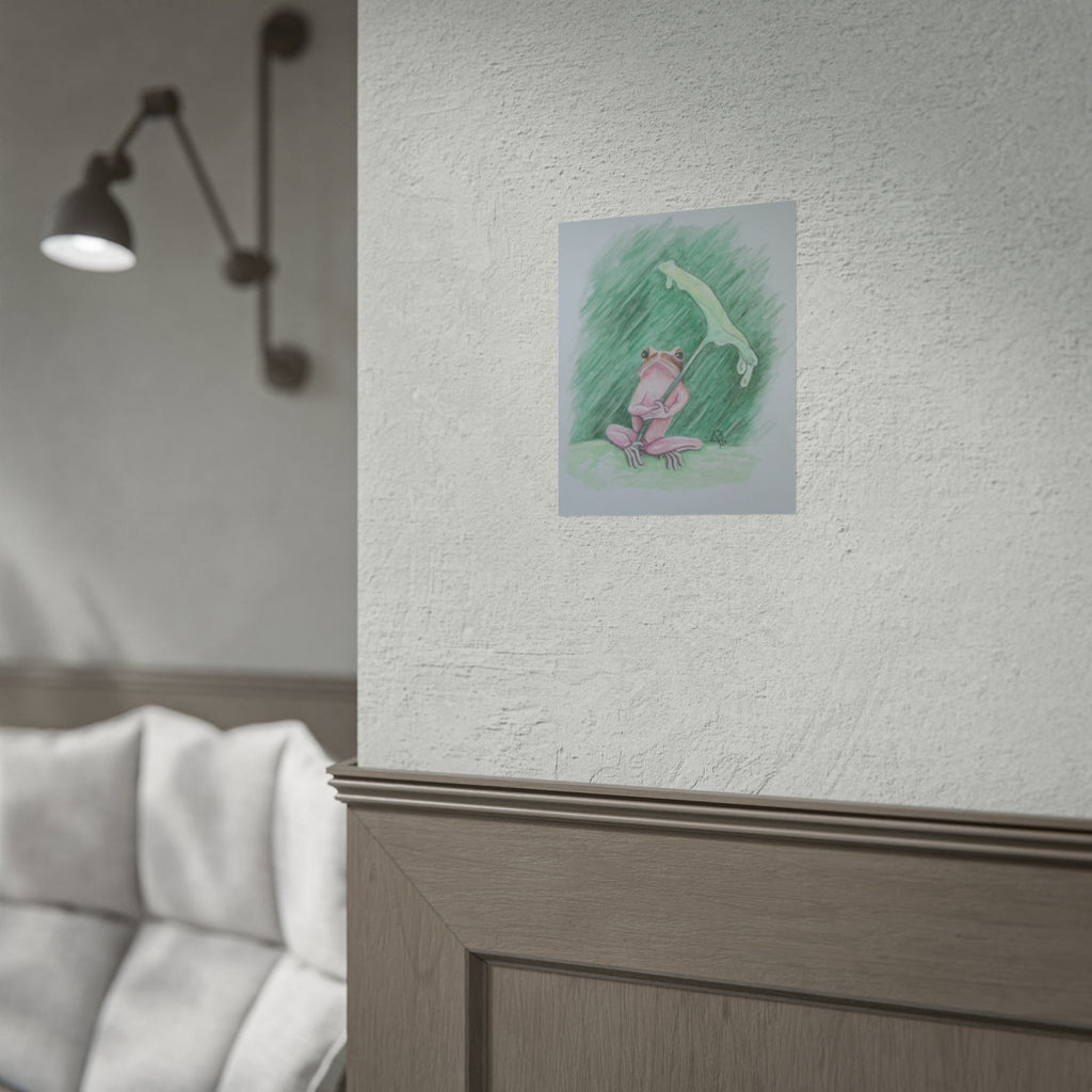 Whimsical Pink Frog Art Print for Nursery & Nature Lovers