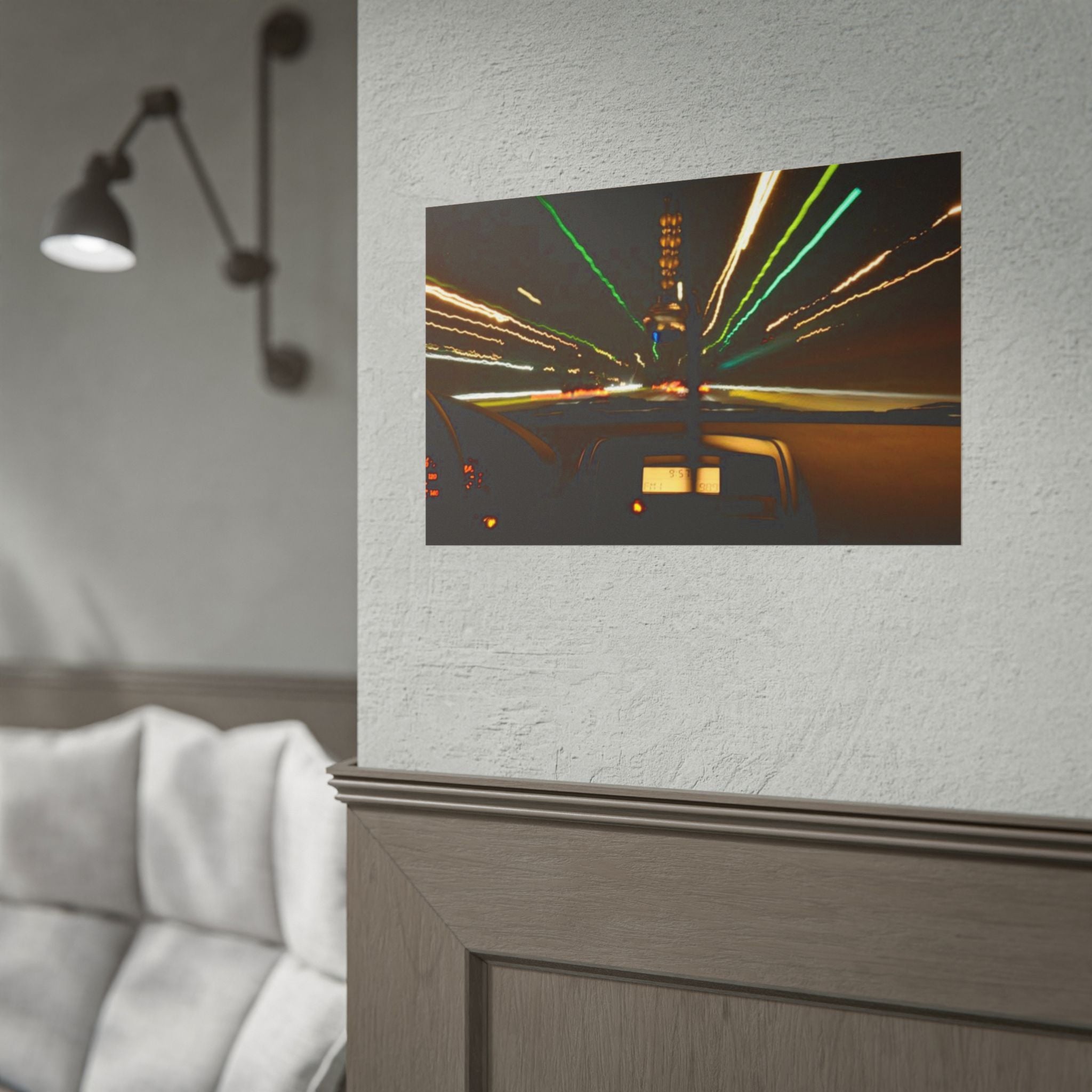 Night Drive Light Trails Poster - Rolled Wall Art