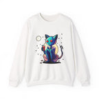 Alien Cat Crewneck Sweatshirt — Neon Cosmic Cat Graphic