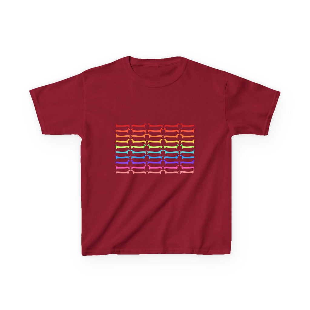 Youth Rainbow Dachshund Pattern Cute Dog Graphic Tee