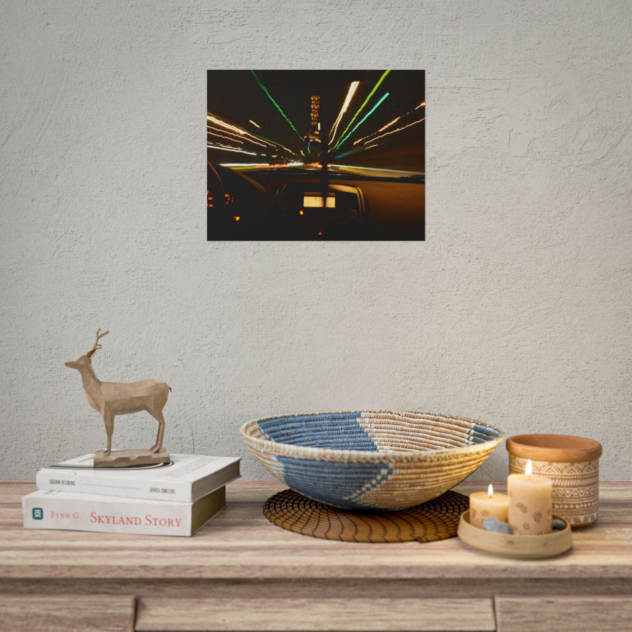 Night Drive Light Trails Poster - Rolled Wall Art