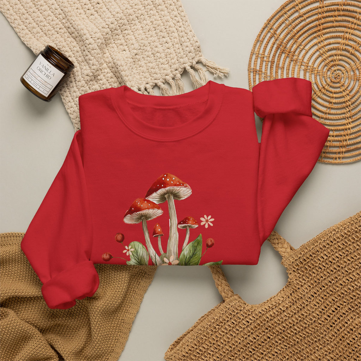 Mushroom Head Art Sweatshirt — Surreal Botanical Crewneck