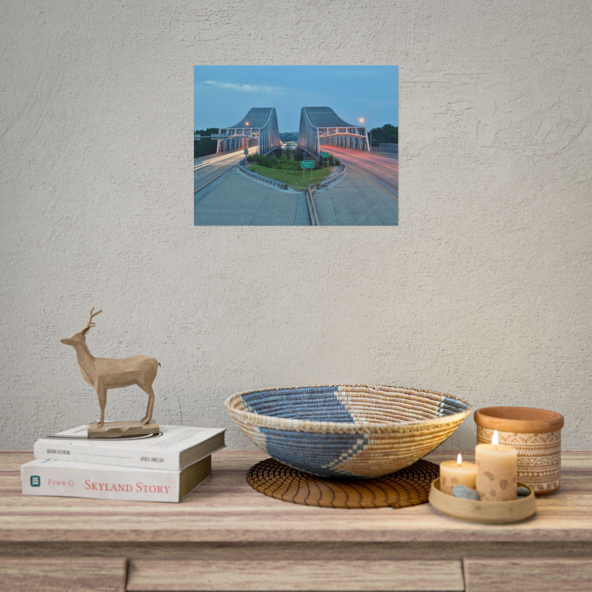 Twilight Bridge Rolled Poster — Long-Exposure Cityscape Wall Art
