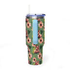 40oz Floral Squonk Tumbler — Insulated Vacuum Travel Mug