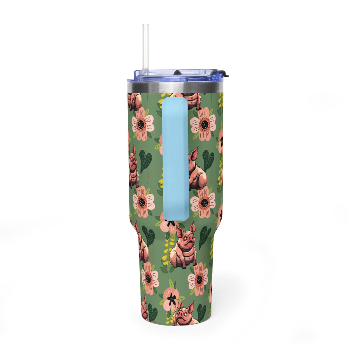 40oz Floral Squonk Tumbler — Insulated Vacuum Travel Mug