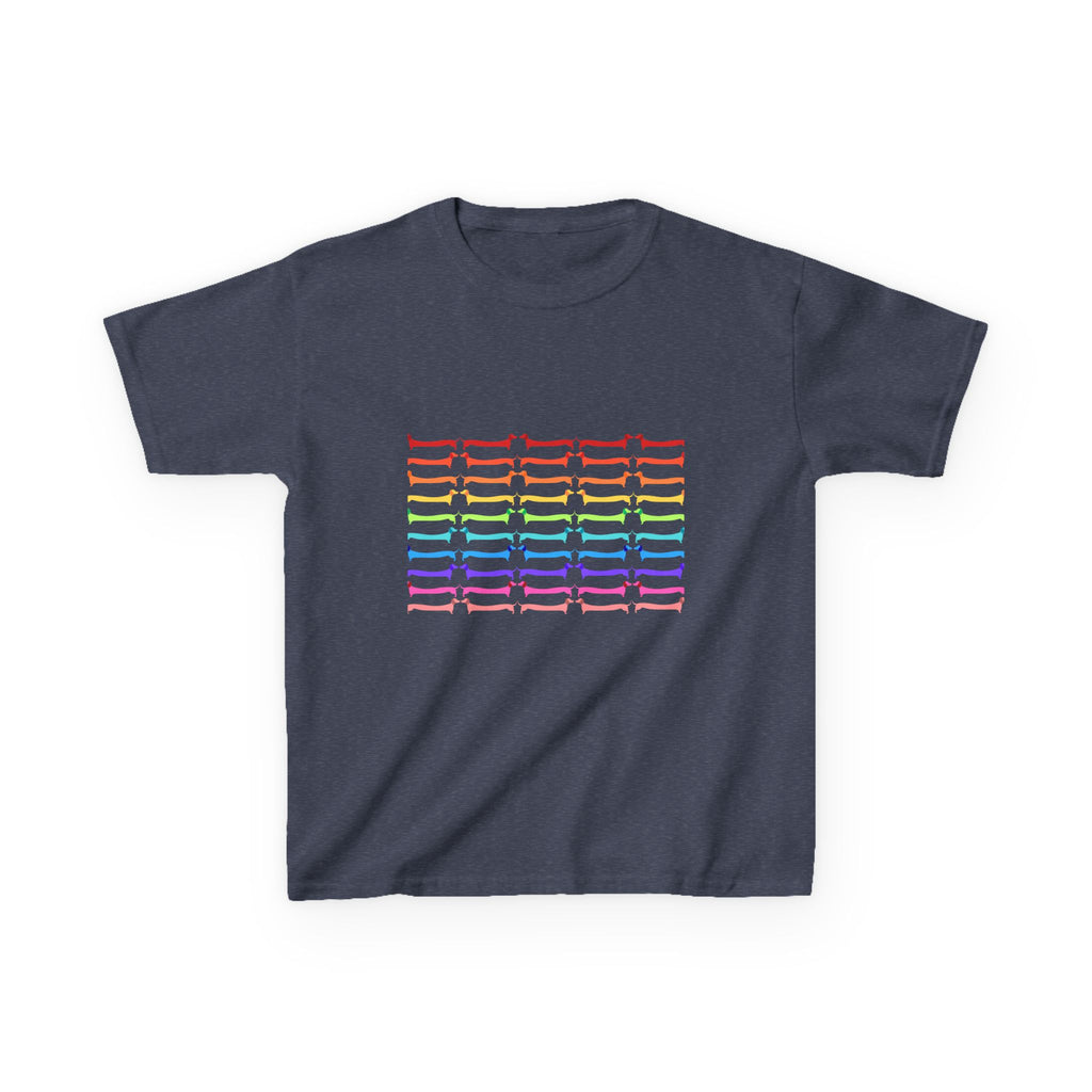 Youth Rainbow Dachshund Pattern Cute Dog Graphic Tee
