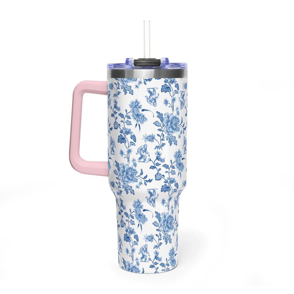 40oz Bigfoot Floral Vacuum Tumbler – Insulated Travel Mug with Straw