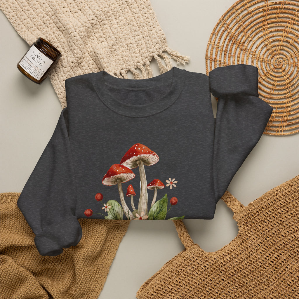 Mushroom Head Art Sweatshirt — Surreal Botanical Crewneck