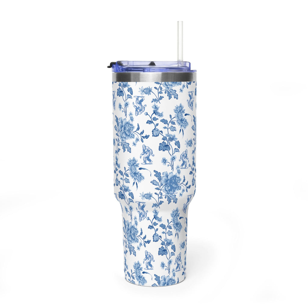 40oz Bigfoot Floral Vacuum Tumbler – Insulated Travel Mug with Straw