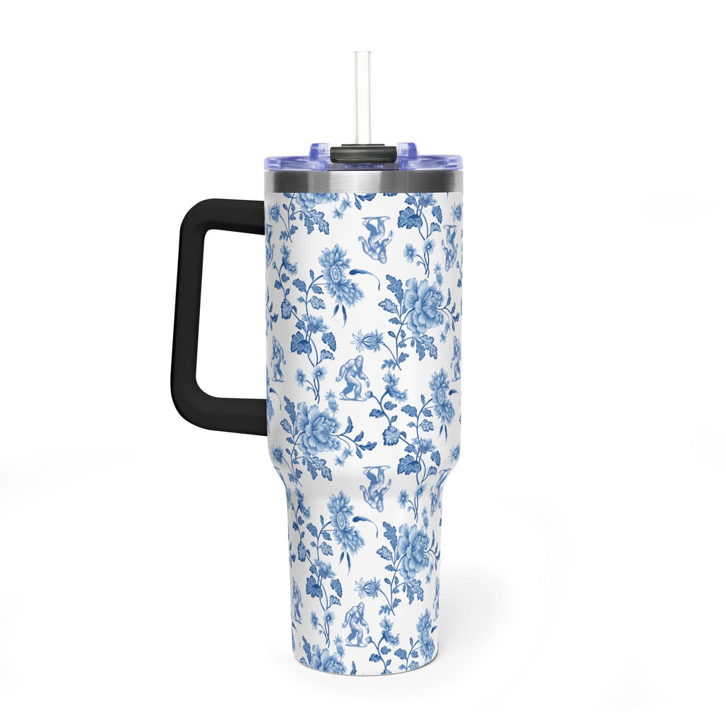 40oz Bigfoot Floral Vacuum Tumbler – Insulated Travel Mug with Straw