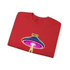 Crewneck Sweatshirt — "Finally We Found Intelligent Life" Neon UFO Graphic
