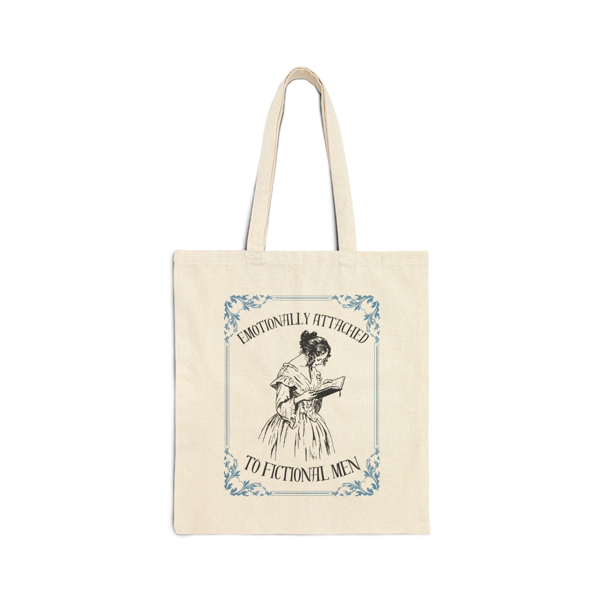 Tote Bag — "Emotionally Attached to Fictional Men" Vintage Reader Tote