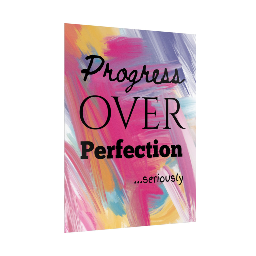 "Progress Over Perfection" – Motivational Wall Art for Office, Studio & Classroom