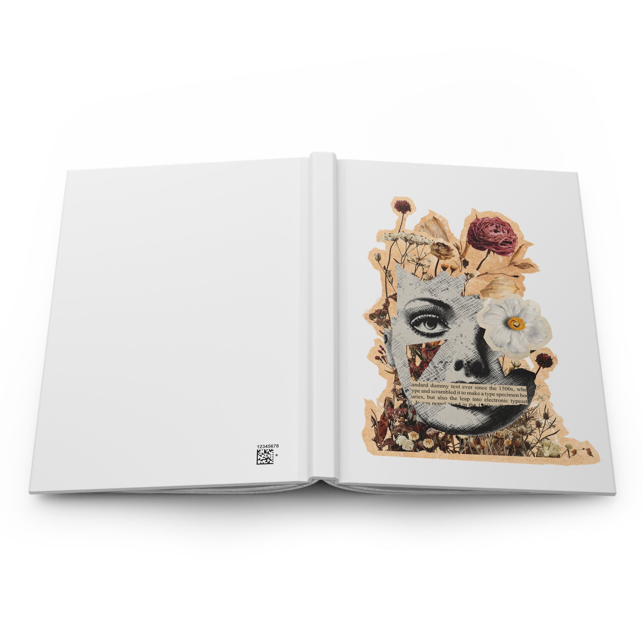 Vintage Collage Hardcover Journal — 'Shut up & be pretty' Botanical Face Art Notebook