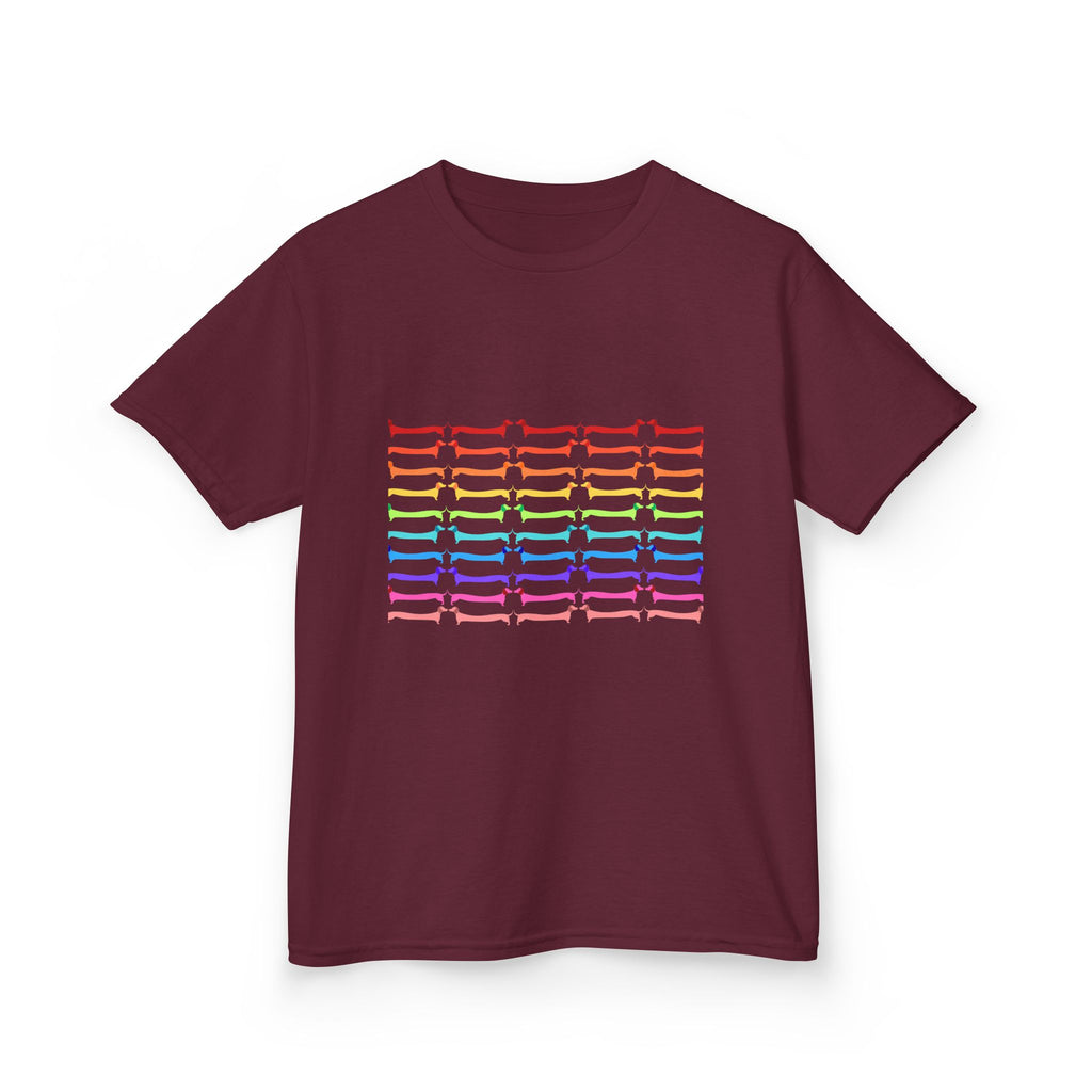 Youth Rainbow Dachshund Pattern Cute Dog Graphic Tee