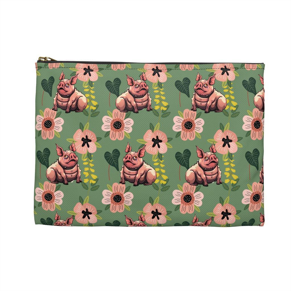 Floral Squonk Accessory Pouch — Cute Cryptid Makeup & Travel Zipper Bag