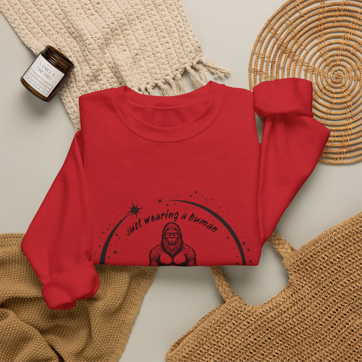 Sweatshirt — “I’m Just Wearing A Human, I’m Really Sasquatch” Funny Sasquatch Crewneck